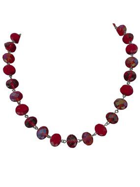 Vintage Red Faceted Beaded Necklace Retro 50s 60s Fashion Jewelry Women